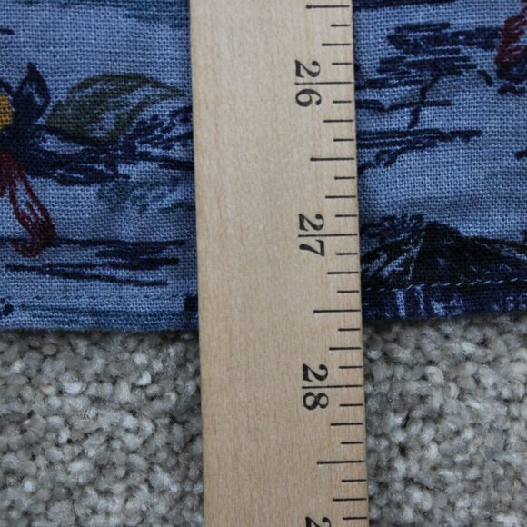 Lucky Brand AOP Camp Shirt Mens Small Blue Linen/Viscose Blend S/S Loop Collar - Picture 11 of 13